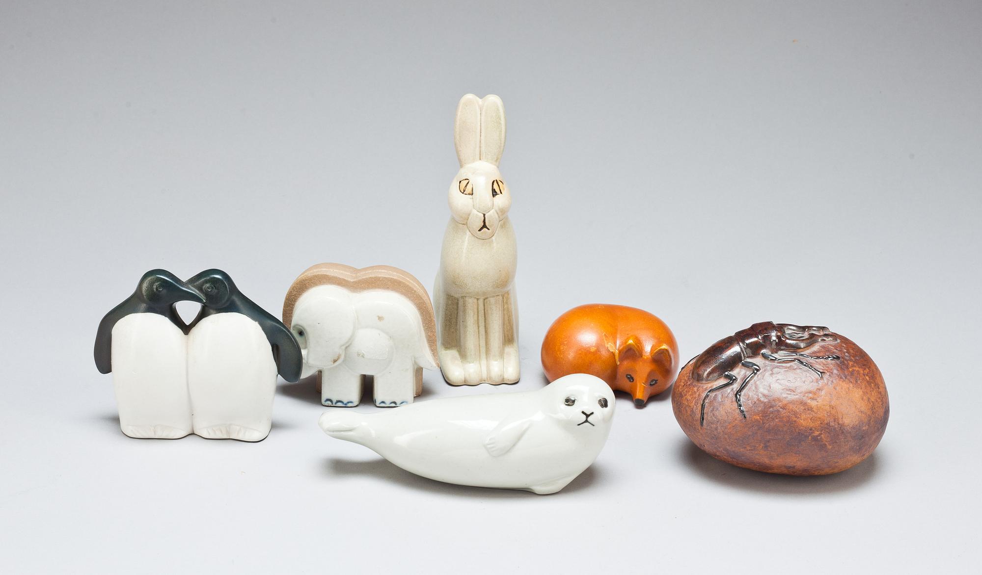 FIGURINER, 6 st, stengods, Lisa Larson, Gustavsberg.