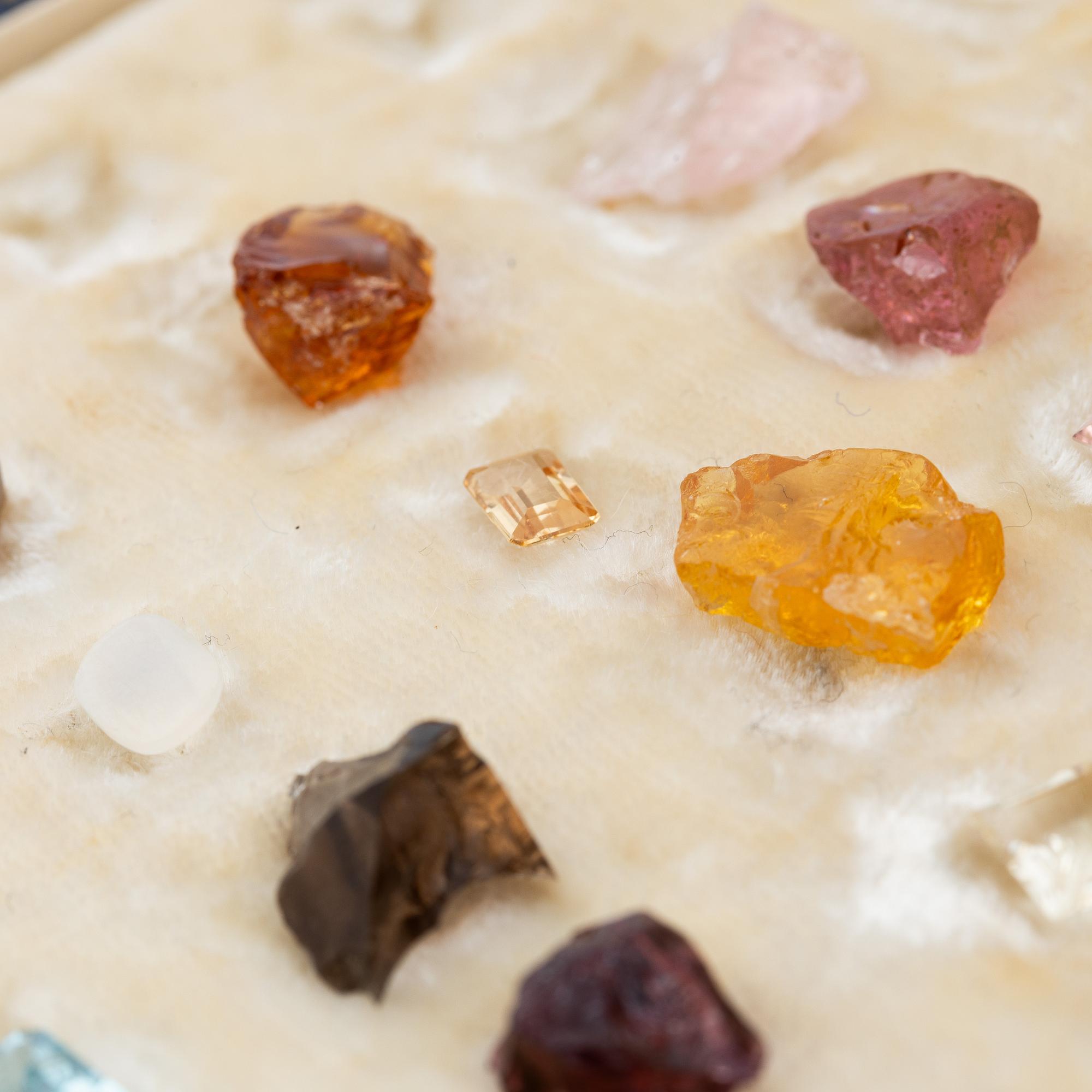 A case with 56 loose gemstones.