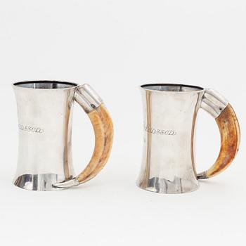 Two silver tankards by Axel Bergman Stockholm 1903 & 1904.