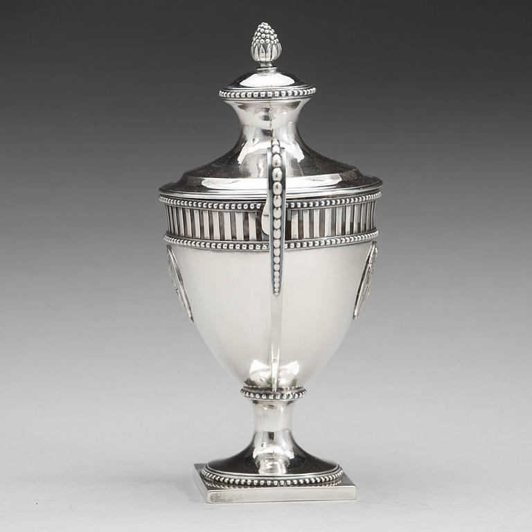 A Swedish 18th century silver sugar-bowl and cover, mark of Petter Eneroth, Stockholm 1787.