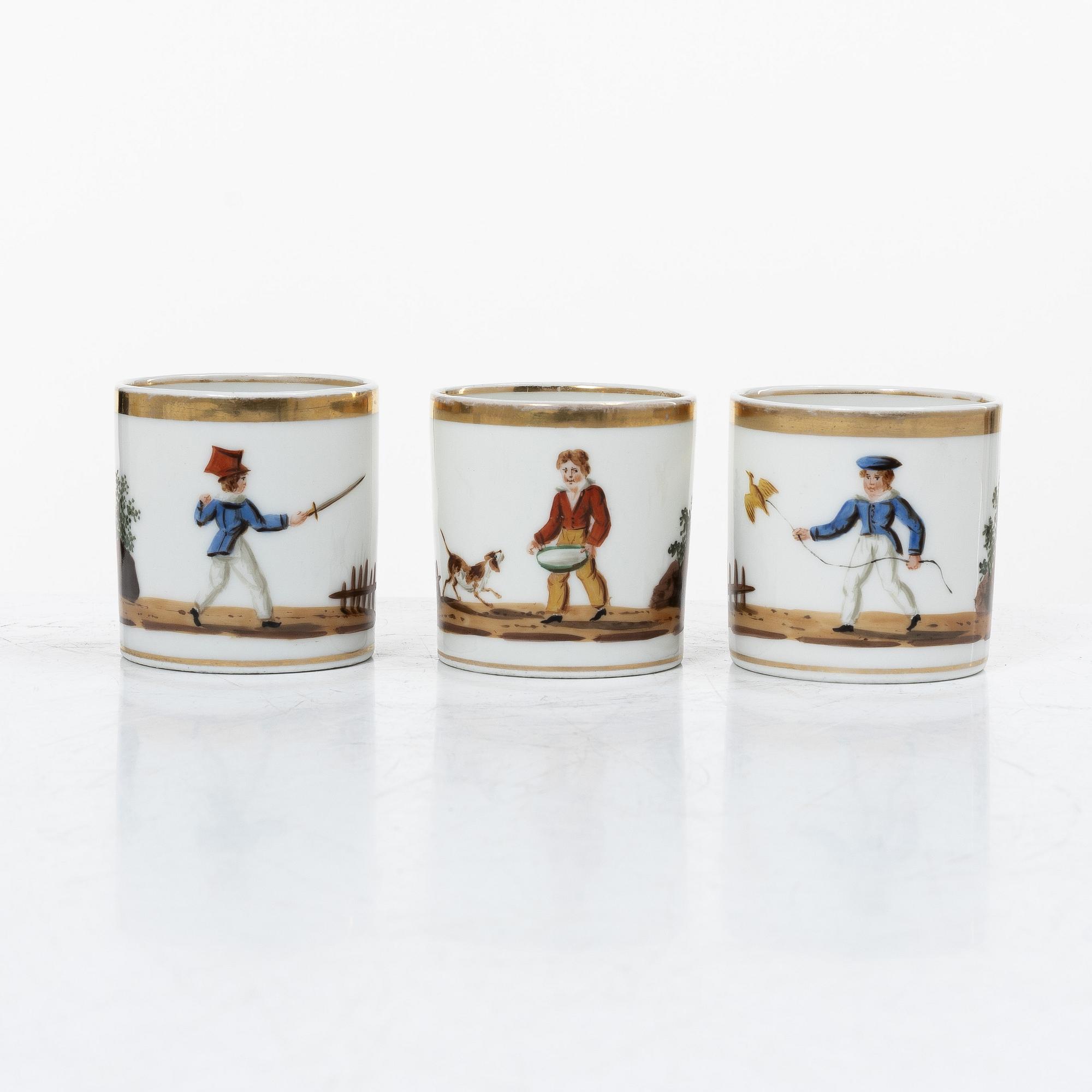 Service pieces, 12 pcs, porcelain, Empire, first half of the 19th century.