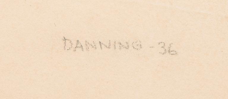 ALF DANNING, piirros ja vesiväri, signeerattu ja päivätty -36.