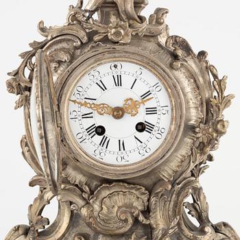 A Rococo style mantle clock, France, late 19th Century.