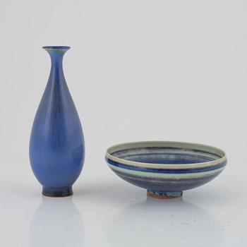Berndt Friberg, a stoneware vase and bowl, Gustavsberg Studio, Sweden.