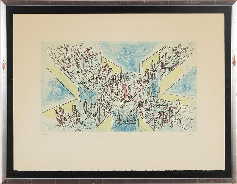 Roberto Matta, etching in colours, signed 56/100.