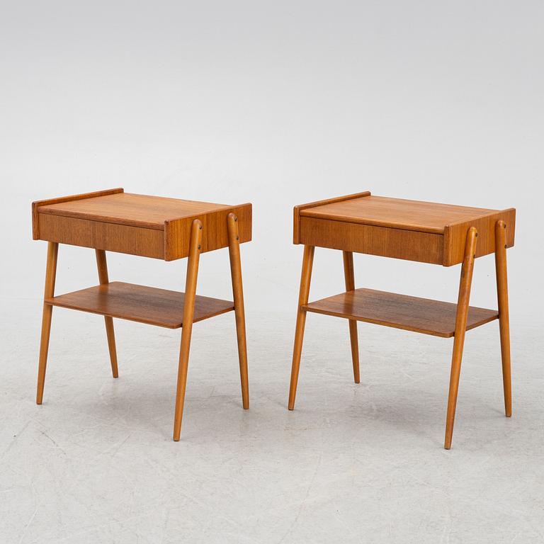 Bedside tables, a pair, teak, 1950s/60s.