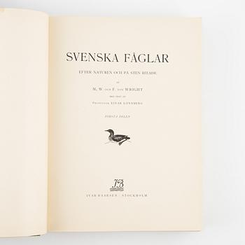 Bröderna von Wright, bokverk, 3 band, "Svenska fåglar", samt bokverk "Svenske foglarna" av Carl.J.Sundevall.