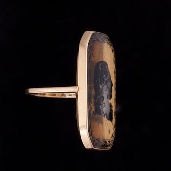 SILUETTRING, 18K guld, 1700-talets slut, senare ringdel. Vikt 9 g.