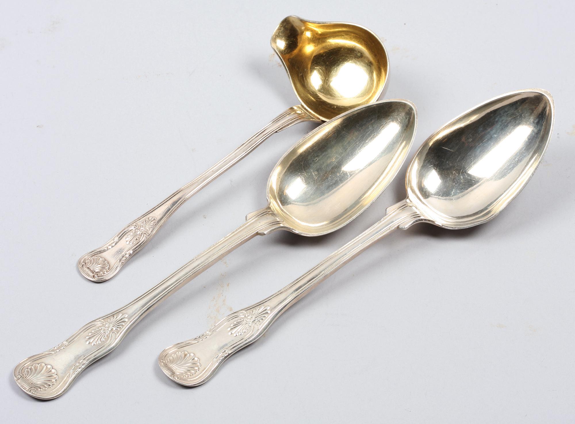 BESTICKSERVISDELAR, 10 delar, silver, flertal smeder bla Christopher Creutz, Stockholm, 1840-70-talet.