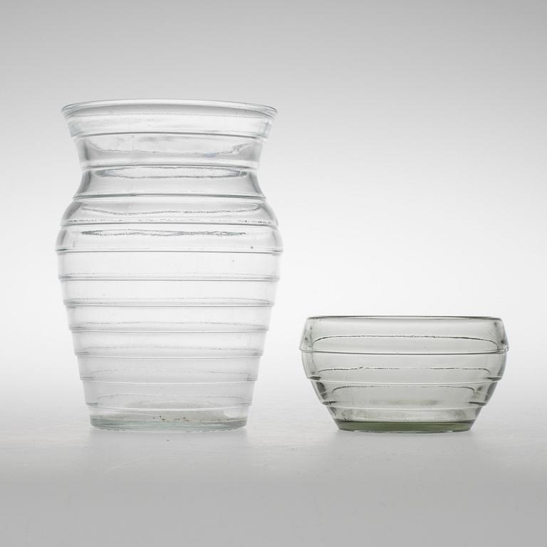 SERVISDELAR, glas, 27 st, "Böljeblick" Aino Aalto, Karhula och Riihimäki 1930-1980-tal.