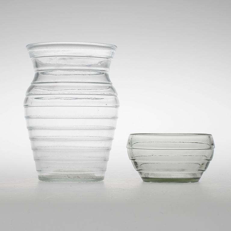 SERVISDELAR, glas, 27 st, "Böljeblick" Aino Aalto, Karhula och Riihimäki 1930-1980-tal.