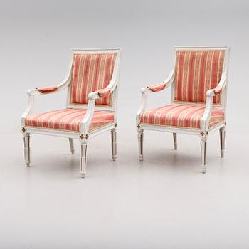 KARMSTOLAR, 1 par, gustavianska, 1700-talets slut.