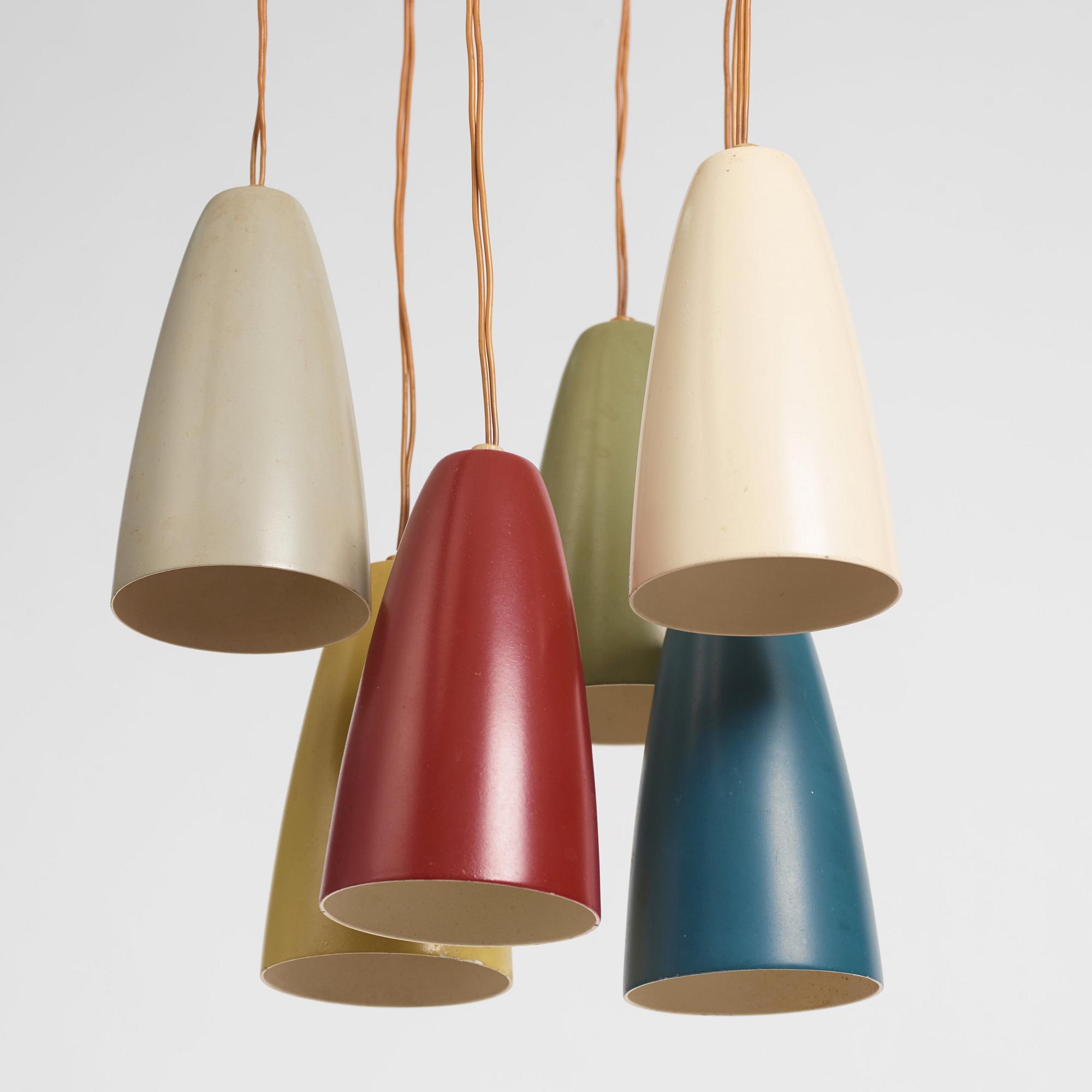 Hans Bergström, taklampa, modell "154/6", ateljé Lyktan, Åhus 1950-tal.