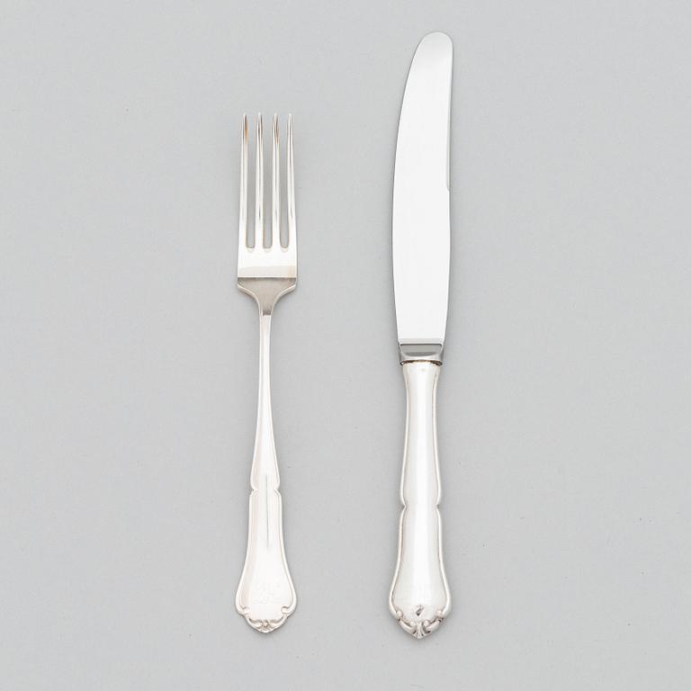 A 24-piece set of 'Chippendale' silver cutklery,  Kultateollisuus oy, Turku, Finland 1978-79.