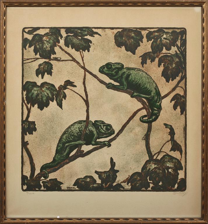 OKÄND KONSTNÄR, 4 st, litografier, sign Gabriel o numr 69/100, 75/100, 94/100 resp 97/100, 1900-talets mitt.