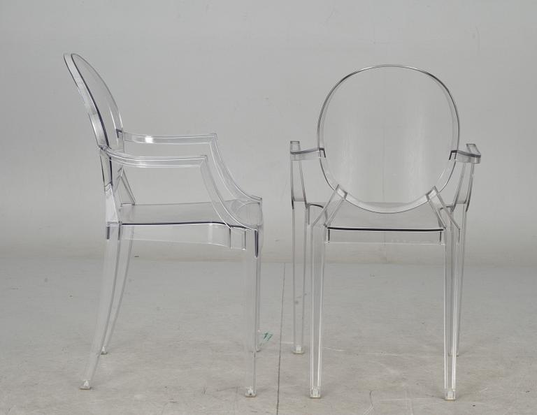 KARMSTOLAR, ett par, "Louis Ghost", Philippe Starck för Kartell.