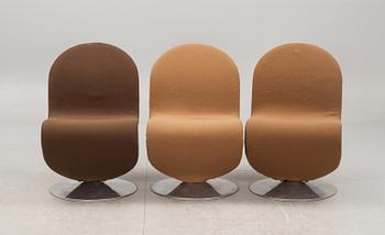 STOLAR, 3 st, Verner Panton för Fritz Hansen, "System 1-2-3". 1970-talets mitt.