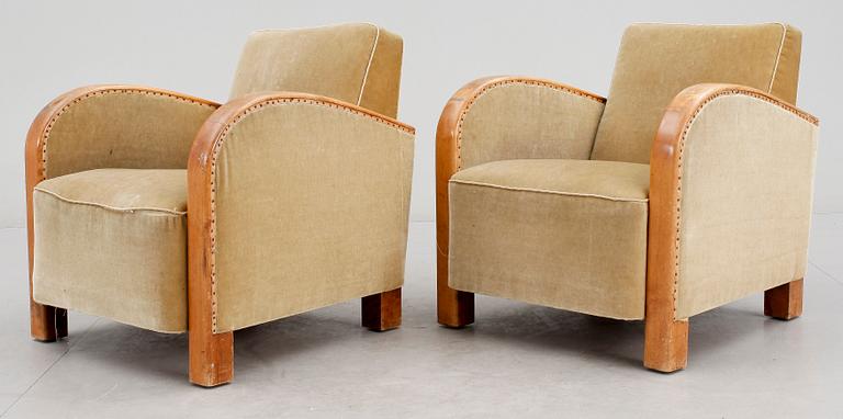 FÅTÖLJER, ett par, art deco, 1930-tal.