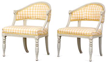870. A pair of late Gustavian armchairs.
