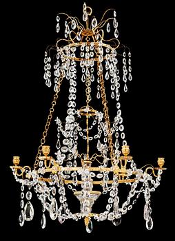 1592. A Gustavian late 18th century six-light chandelier.