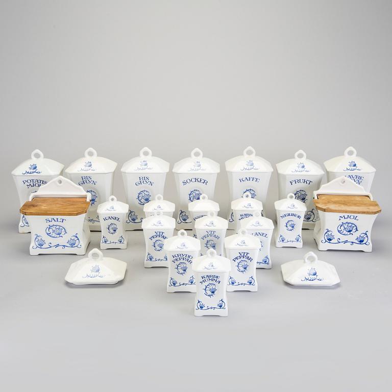 SPECERIBURKAR/KRYDDUPPSATS, 20 st, "Blåklocka", Rörstrand, i produktion 1923-1930-tal.
