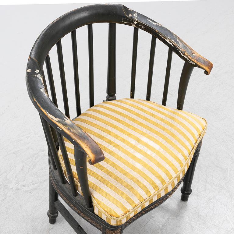 A painted Gustavian armchair, 18th Century.