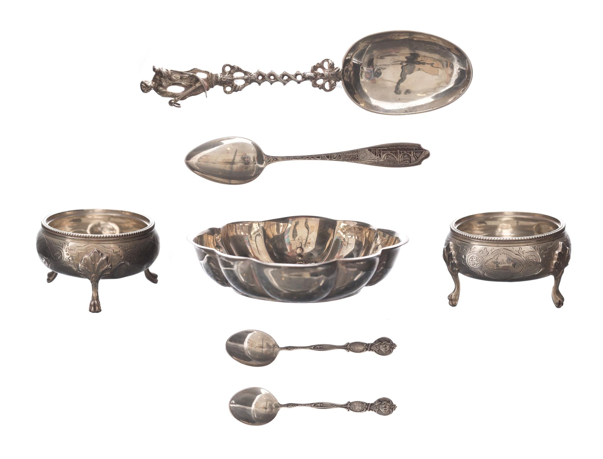 PARTI SILVER, 7 delar, silver, 1800 och 1900-tal, vikt ca 390 g.