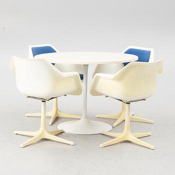 Robin Day, dining table and four chairs, Hille, United Kingdom.