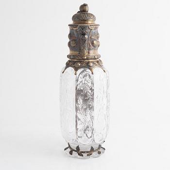 An English Silver and Glass Decanter, mark of Elkington & Co, London 1884.