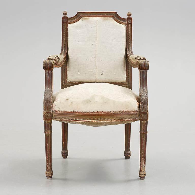 KARMSTOL, gustaviansk stil, 1800/1900-tal.