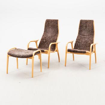 Yngve Ekström, ett par fåtöljer, en fotpall, "Lamino", Swedese.