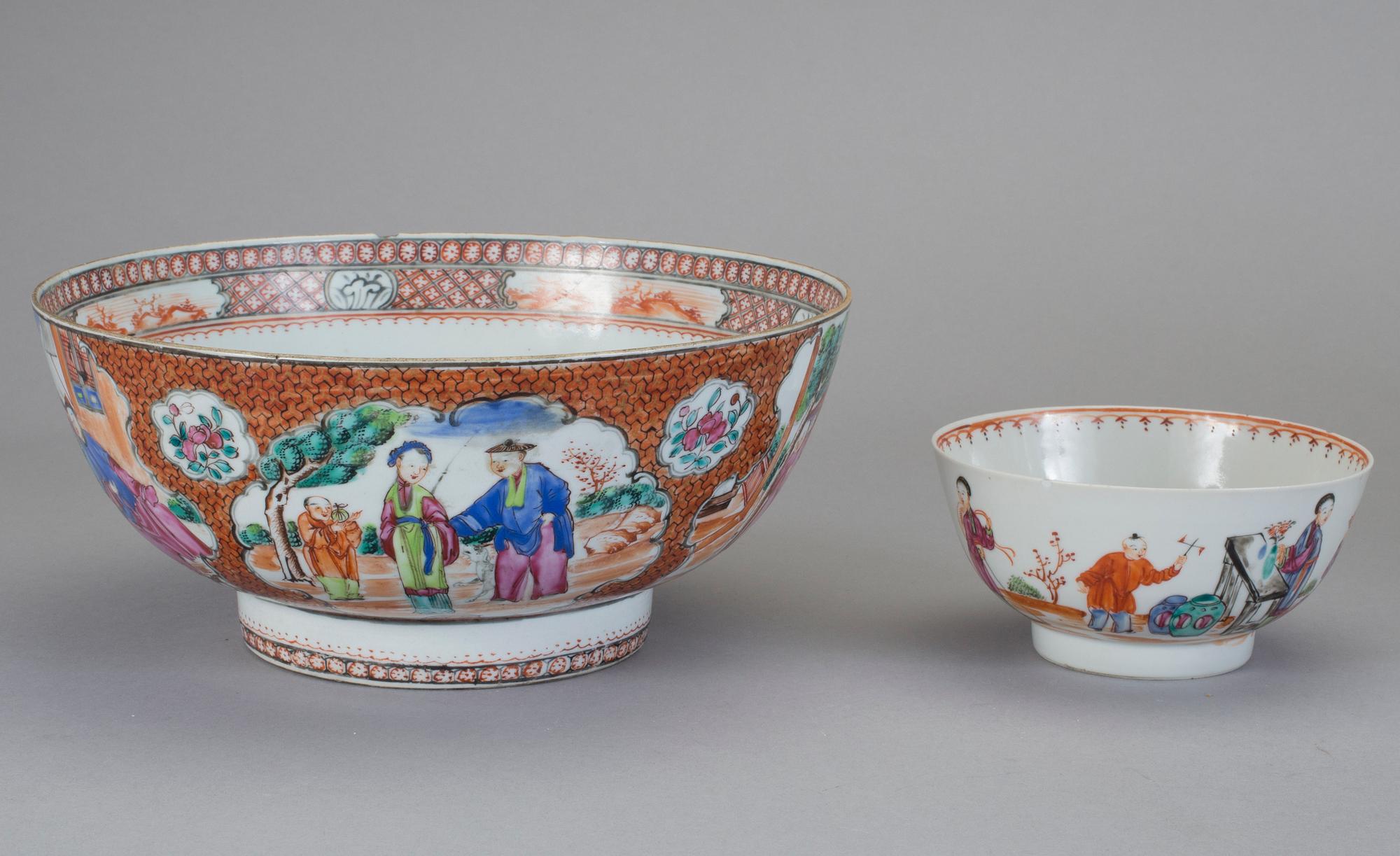 SKÅLAR, 2 st, kompaniporslin, sk Mandarinporslin, Kina, Qianlong (1736-95).