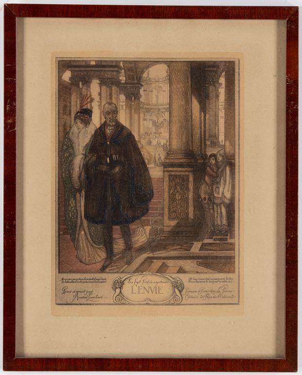 ANDRÉ LAMBERT, färgetsningar, 8 st.