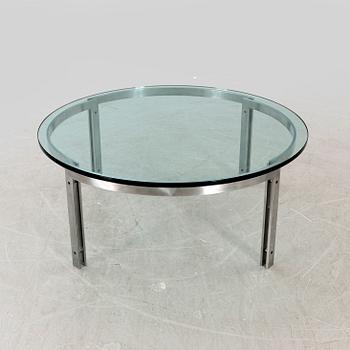A glass and metal coffee table later part of the 20th century.