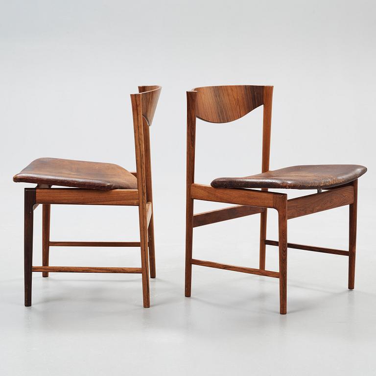 A set of eight Ib Kofod Larsen palisander chairs, Säffle Möbelfabrik, Sweden 1960's.