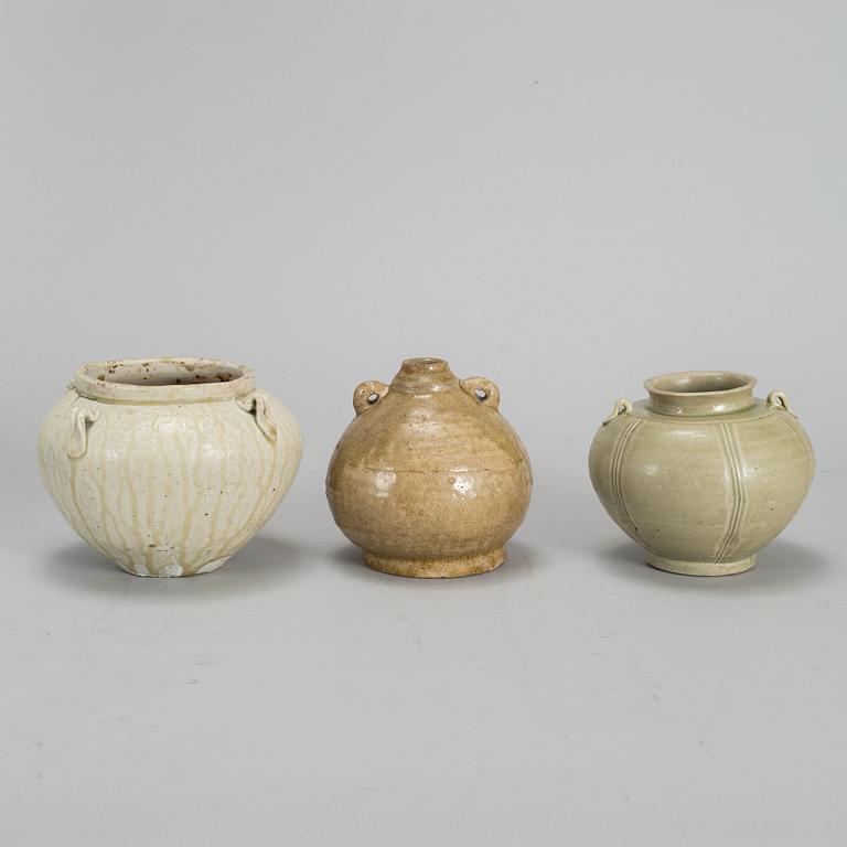 A group of three celadon jars, South East Asia, 16th/17th Century.