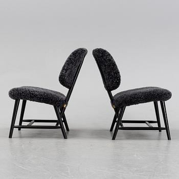 A 1950's pair of 'TeVe' easy chairs by Alf Svensson.