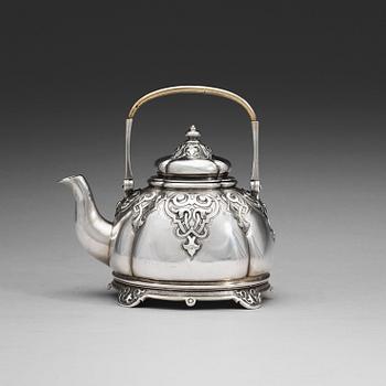 598. A Russian late 19th century parcel-gilt tea-pot, marks of Sasikow, Moscow. Imperial warrant.