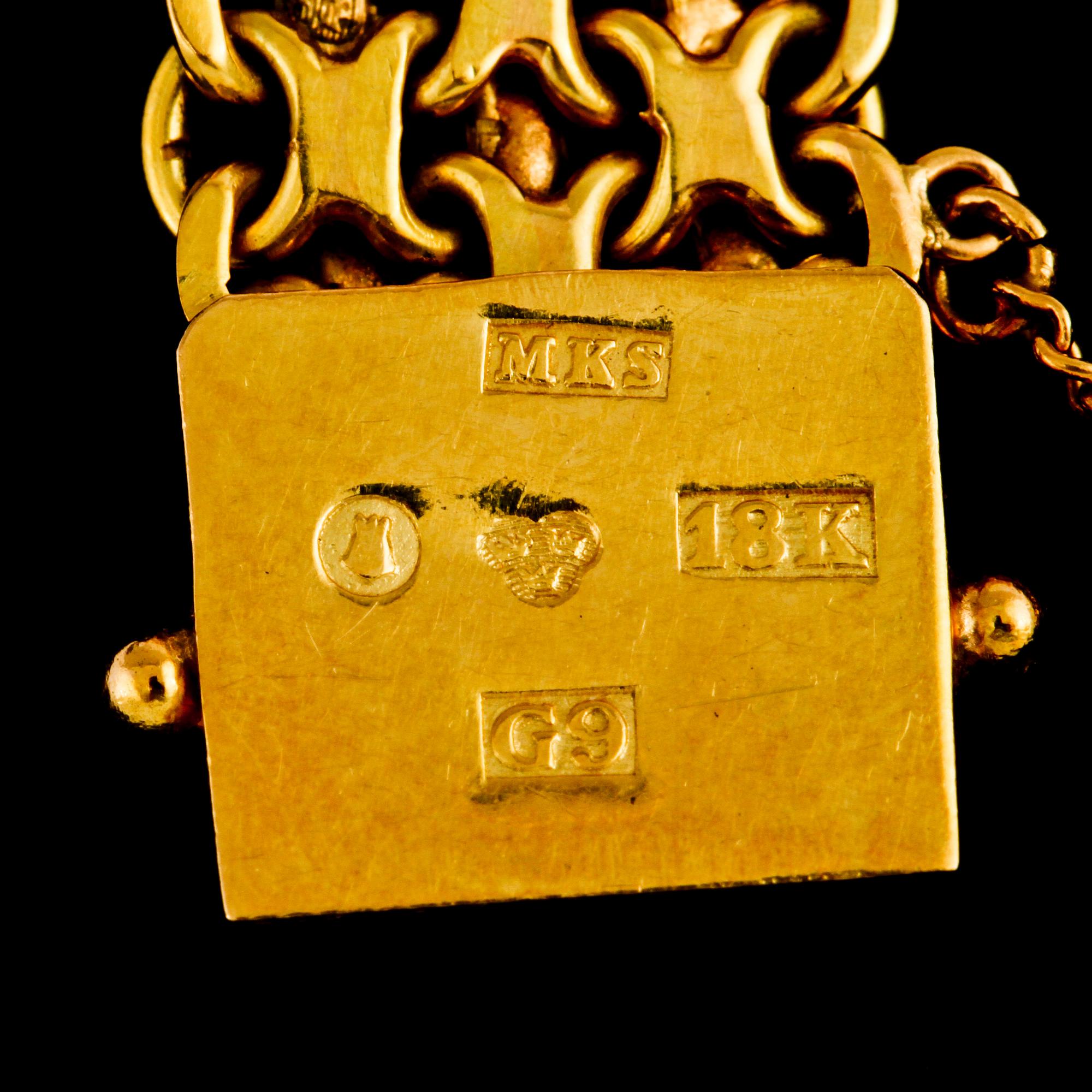 ARMLÄNK, 18K guld, Mary Kvochs guldsmedsatelje,  Stockholm, 1957. Vikt 35,4 g.