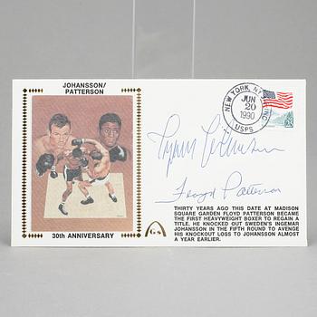 INGEMAR JOHANSSON SAMT FLOYD PATTERSON, autografer på förstadagsbrev, dat 20 juni 1990.