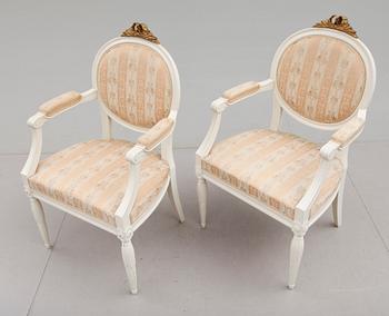 KARMSTOLAR, 1 par, gustaviansk stil, 1900-tal.