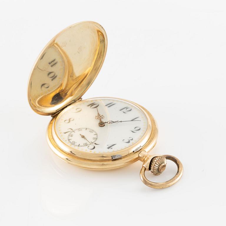 Pocket watch, 14K gold, open face, 57 mm.
