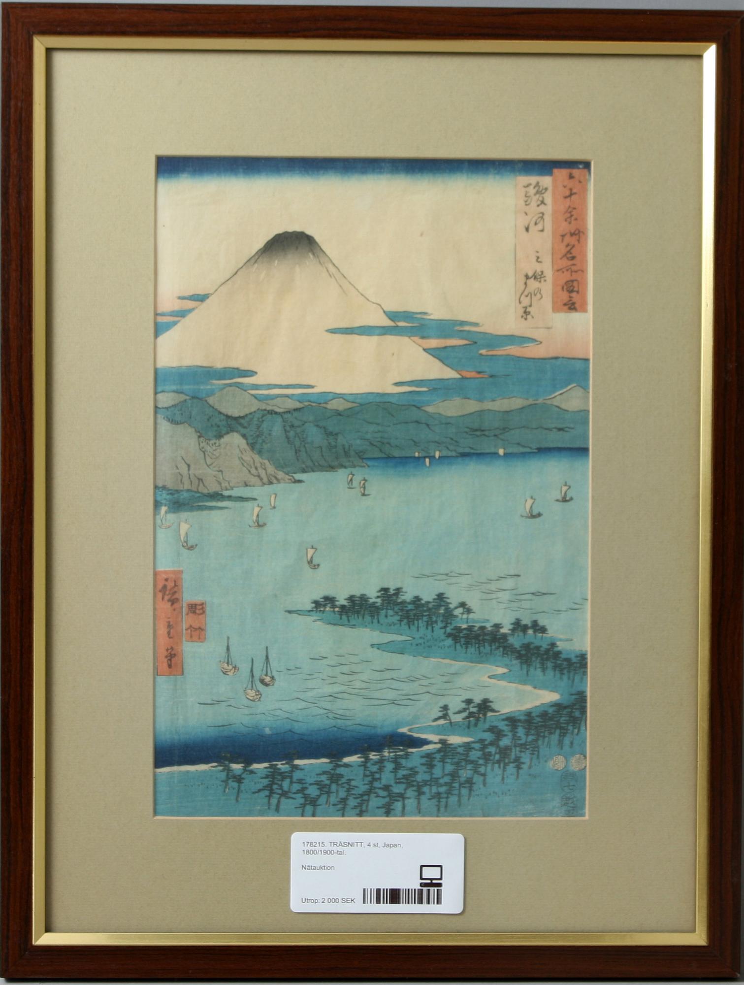 TRÄSNITT, 4 st, Japan, 1800/1900-tal.