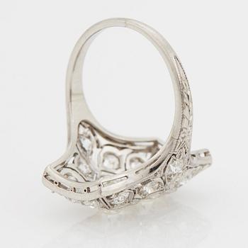 A RING set with old-cut diamonds.