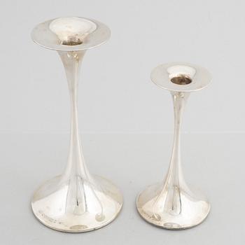 Two silver candlesticks, marks of Tapio Wirkkala, "Trumpetti", Kultakeskus, Tavastehus, Finland 2001.