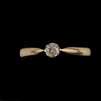 RING, 14k guld med briljantslipad diamant ca 0,25 ct. Vikt ca 1,5 gram.