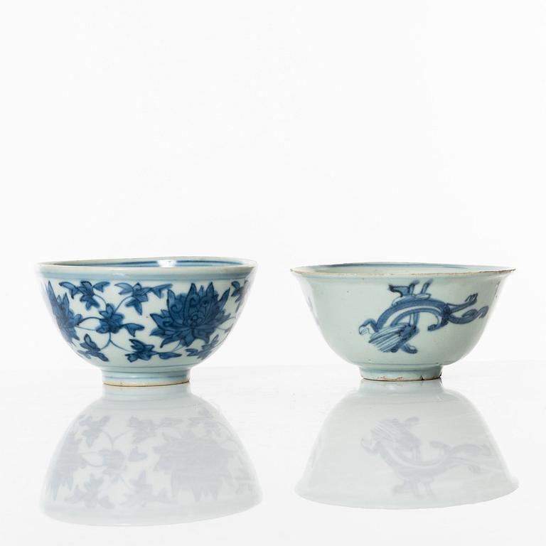 Two blue and white bowls, Ming dynasty (1368-1644).