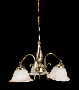 TAKLAMPA SAMT 2 BORDSLAMPOR, Murano. Italien. Sent 1900-tal. Taklampa höjd ca 35 cm.