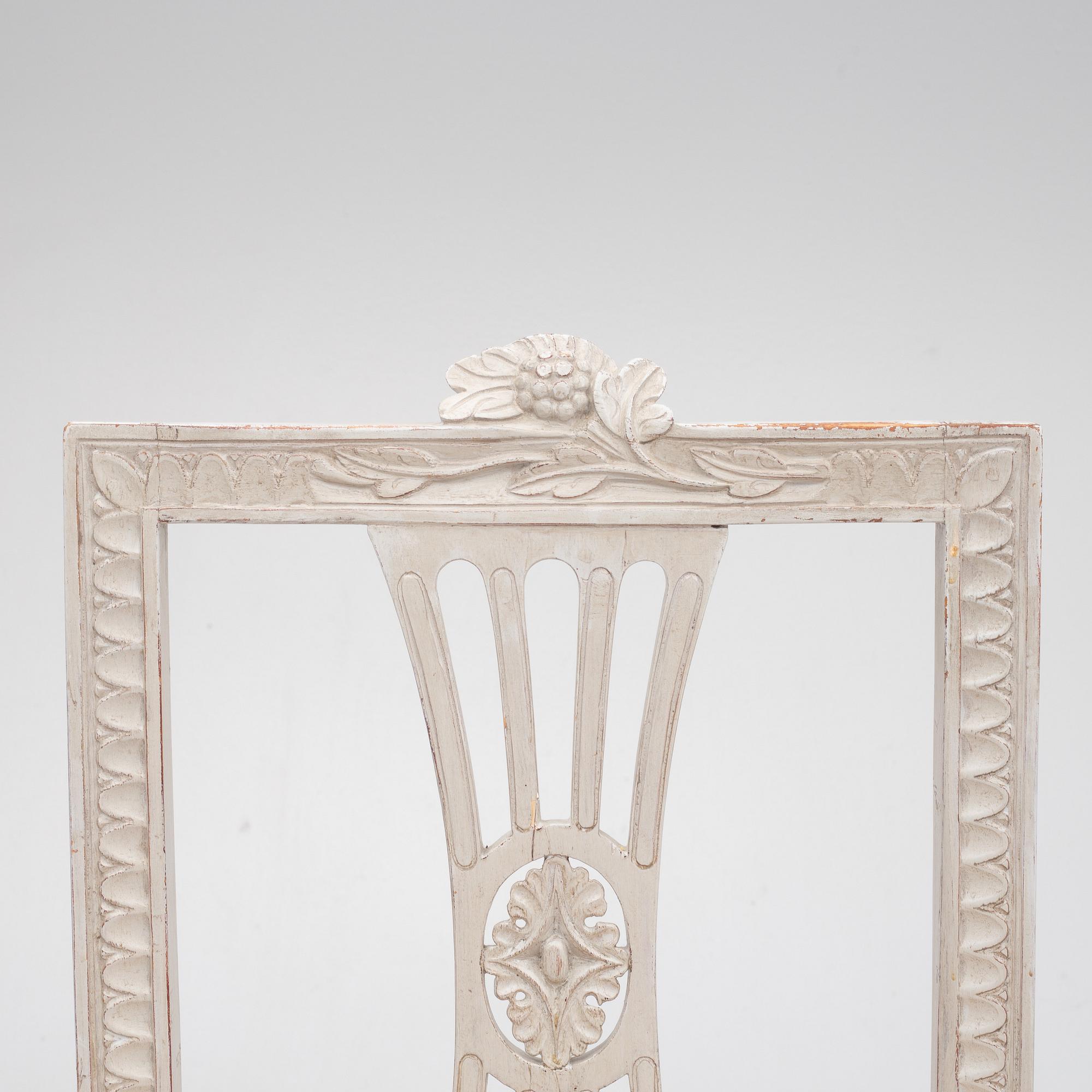 Stolar, ett par, sengustavianska, Lindome, omkring 1800.