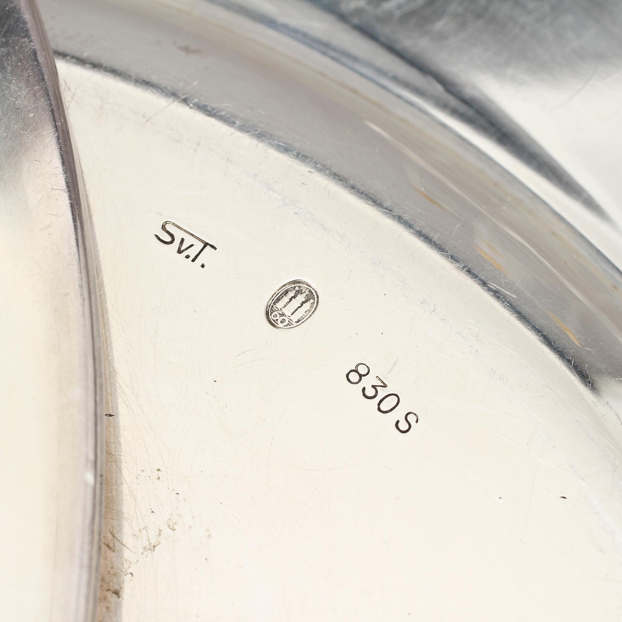 UPPLÄGGNINGSFAT, 3 st, silver, Danmark, 1900-tal. Vikt 1840 g.